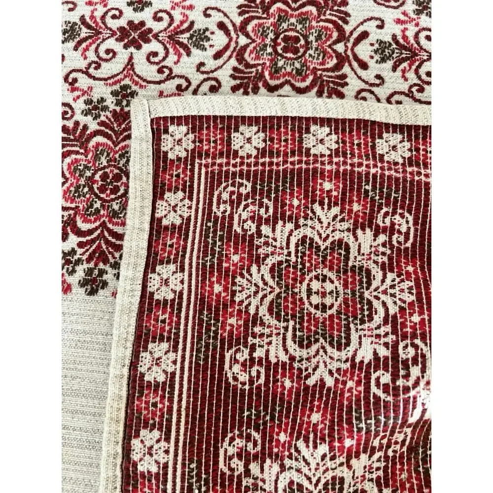 VTG Austrian Woven Folk Detailed Geometric Floral Tablecloth & 6 Napkins